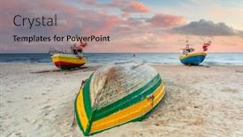 Presentation with sea fishing - PPT layouts consisting of amazing-sunset-with-fishing-boats background and a coral colored foreground