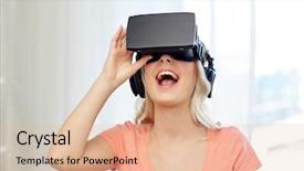  Presentation with virtual reality rehabilitation - Cool new presentation theme with amazing technologies - technology virtual reality cyberspace entertainment backdrop and a coral colored foreground