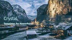  Presentation with alpine - Presentation theme with amazing-touristic-alpine-village background and a ocean colored foreground