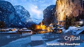  Presentation with alpine - Audience pleasing theme consisting of amazing-touristic-alpine-village backdrop and a ocean colored foreground