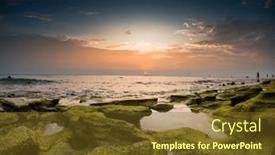  Presentation with tropical beach sunset - Presentation theme consisting of amazing-tropical-beach-at-sunset background and a tawny brown colored foreground