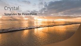  Presentation with tropical beach sunset - Presentation design featuring amazing-tropical-beach-at-sunset background and a light blue colored foreground