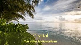  Presentation with clear water - PPT theme with amazing-tropical-beach-background-white background and a tawny brown colored foreground