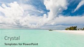  Presentation with clear water - Presentation design enhanced with amazing-tropical-beach-background-white background and a soft green colored foreground