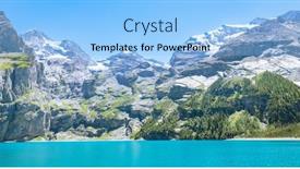  Presentation with mountain lake - Presentation theme enhanced with amazing-turquoise-lake-and-alpine background and a light blue colored foreground