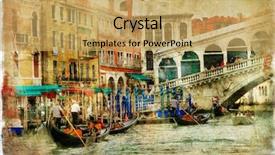  Presentation with artwork - Colorful PPT theme enhanced with amazing venice rialto bridge - artwork backdrop and a yellow colored foreground