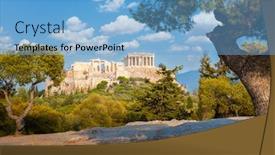  Presentation with ancient greek - Slide set enhanced with amazing-view-of-acropolis-hill background and a light blue colored foreground