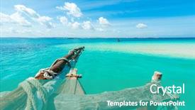  Presentation with blue sky - Beautiful slide deck featuring amazing-view-of-blue-sky backdrop and a teal colored foreground