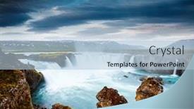  Presentation with river valley - Presentation theme enhanced with amazing view of famous godafoss cascade location place bardardalur valley skjalfandafljot river iceland europe scenic image of most popular tourist attraction discover the beauty of earth background and a light blue colored foreground