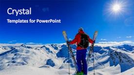  Presentation with skiing - Presentation theme featuring amazing view of french famous background and a dark gray colored foreground