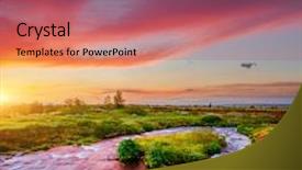  Presentation with nature river - Audience pleasing slide set consisting of amazing view of fresh river backdrop and a coral colored foreground