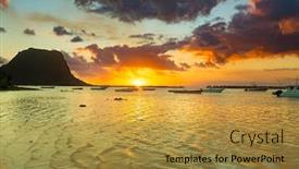  Presentation with island sunset - Amazing presentation having amazing view of le morne brabant at sunset mauritius island backdrop and a gold colored foreground