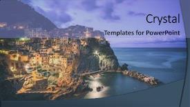  Presentation with filter - Audience pleasing slides consisting of amazing view of manarola city at evening light with costal rocks on a foreground cinque terre national park liguria italy europe toned like instagram filter backdrop and a light blue colored foreground