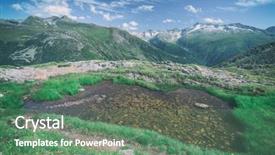  Presentation with amazing - Audience pleasing theme consisting of amazing-view-of-small-lake backdrop and a ocean colored foreground