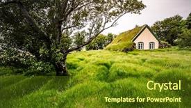  Presentation with nature village - Presentation theme featuring amazing view of turf church background and a tawny brown colored foreground