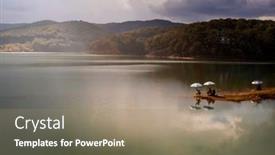  Presentation with vietnam - PPT theme having amazing-view-of-tuyen-lam background and a coral colored foreground