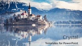  Presentation with mountain lake - PPT layouts consisting of amazing-view-on-bled-lake and a light blue colored foreground