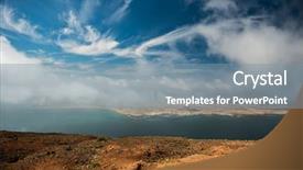  Presentation with amazing - Colorful PPT theme enhanced with amazing view on neighboring isle and blue sky from lanzarote canary isles spain backdrop and a seafoam green colored foreground