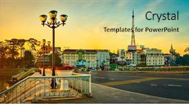  Presentation with amazing - Presentation design with hill - amazing view of sunrise background and a blonde colored foreground