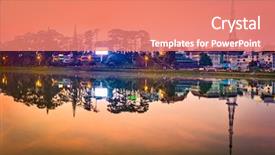  Presentation with amazing - Beautiful slide set featuring hill - amazing view of sunrise backdrop and a coral colored foreground