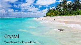 Presentation with beach rocks - Amazing PPT theme having amazing water on cook islands backdrop and a light blue colored foreground