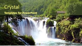  Presentation with wilderness - Presentation theme featuring amazing-waterfall-in-wilderness-forest background and a tawny brown colored foreground
