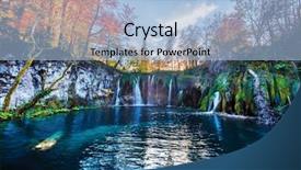  Presentation with pure water - Beautiful PPT theme featuring blue water in plitvice lake backdrop and a light blue colored foreground