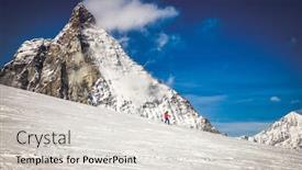  Presentation with winter in the swiss alps - Amazing presentation theme having amazing-winter-landscape backdrop and a light gray colored foreground