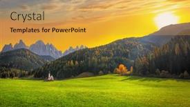  Presentation with sunset - Amazing PPT layouts having amazning-sunset-in-dolomites backdrop and a yellow colored foreground