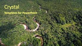  Presentation with river forest - Beautiful theme featuring amazon forest - top view of river backdrop and a tawny brown colored foreground