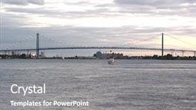  Presentation with detroit - Slides with ambassador bridge on detroit river background and a gray colored foreground