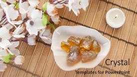  Presentation with spa - Slide deck with amber bath salts in spa background and a coral colored foreground