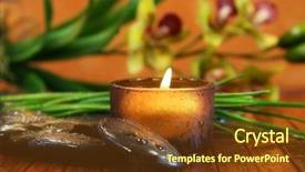  Presentation with spa stones leaves - Presentation theme enhanced with amber candle and spa stones background and a tawny brown colored foreground