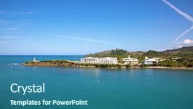  Presentation with dominican republic - Slide set having cove cruise terminal on dominican background and a ocean colored foreground