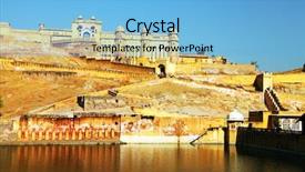  Presentation with india fort - Presentation theme with rajputs - amber fort in jaipur rajasthan background and a light blue colored foreground