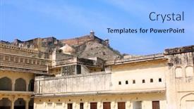  Presentation with india fort - Beautiful slide set featuring amber fort near jaipur rajasthan india unesco world heritage site backdrop and a light blue colored foreground