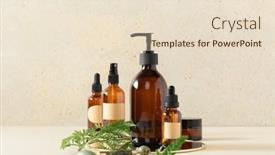  Presentation with beauty salon - Presentation with amber-glass-bottles-on-beige background and a lemonade colored foreground