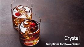  Presentation with whiskey - Theme consisting of amber stone - manhattan cocktail with whiskey background and a wine colored foreground