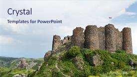  Presentation with armenia - Presentation theme with amberd fortress ruins in armenia background and a sky blue colored foreground