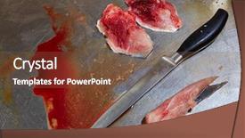  Presentation with stainless steel - Slide deck consisting of amberjack fish cheeks fillet process background and a tawny brown colored foreground