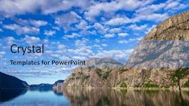  Presentation with calm - Presentation with ambience - cloudy sky over calm lysefjord background and a light blue colored foreground