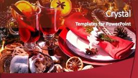  Presentation with mulled wine - Beautiful slide set featuring ambience - glasses of red mulled wine backdrop and a tawny brown colored foreground