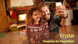  Presentation with female male symbol - Amazing theme having ambience - male and female taking selfie backdrop and a tawny brown colored foreground