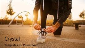  Presentation with training aspire man running - Slides having ambient technology - man training outdoors background and a coral colored foreground