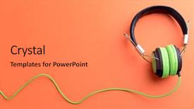  Presentation with technology green and black - Beautiful slide set featuring ambient technology - pair of green-black headphones backdrop and a gray colored foreground