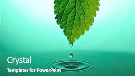  Presentation with green leaf water drops - Cool new slide set with ambiente folha com gota de agua - falling drops from tip backdrop and a teal colored foreground