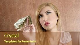  Presentation with money notes - Slide deck consisting of ambition retro woman lots of dollar money notes vintage office background and a red colored foreground