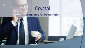  Presentation with leader and communicate - Slides enhanced with ambitious leader speaking on cellphone background and a sky blue colored foreground