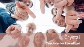  Presentation with circle - Amazing presentation design having ambitious-young-people-standing backdrop and a coral colored foreground