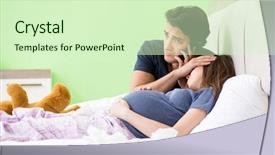  Presentation with pregnant labor - Colorful slides enhanced with labor mobility - young husband looking after his backdrop and a soft green colored foreground